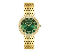 Giordano Eleganza Collection A2083 - Reloj analógico redondo para mujer, diseño de diamantes con correa de metal, resistente al agua, Verde, Moderno
