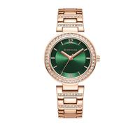 Giordano Eleganza Collection - Reloj analógico para mujer con pulsera, esfera redonda con caja tachonada de diamantes, correa de metal de acero inoxidable, verde, Moderno