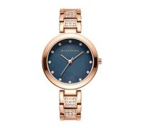 Giordano Eleganza Collection - Reloj analógico para mujer con variante de color y correa de metal con tachuelas de cristal para complementar tu aspecto, regalo para mujer - A2037, Esfera: negro.