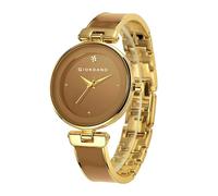 Giordano Reloj analógico de diseño para mujer, esfera redonda brillante y correa de acero inoxidable estilo pulsera, marrón