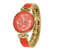 Giordano Reloj analógico de diseño para mujer, esfera redonda brillante y correa de acero inoxidable estilo pulsera, Oro rojo, Lujoso