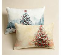 Giornata Nevosa Pillowcase 70x90,Albero Di NataleCopri Cuscino Letto 2 Pezzi in Velluto Morbido, Cuscini Soffice e Morbido Divano Cerniera Invisibile Design per Arredamento Soggiorno e Camera-86331