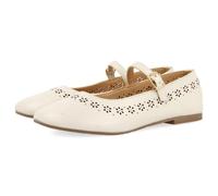 GIOSEPPO - Bailarina | Máximo Confort, Piso flexíble | Bailarina Ceremonia niña de Piel con Flores troqueladas KITTER| Niña Talla 38 Blanco