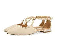 GIOSEPPO Bailarinas DE Piel Color Off-White con Punta Fina Y Detalle DE TACHAS para Mujer Garcon