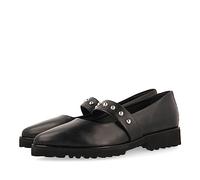 GIOSEPPO Bailarinas Negras de Piel con Detalle de Tira con Tachuelas para Mujer waldegg