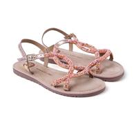 Gioseppo BARAGOI - Sandalias de Piel para Mujer con Detalle de Cuentas y Pedrería, Correa Ajustable, Suela Flexible de Caucho, Color Coral, Talla 36