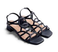 Gioseppo BILICE - Sandalias de Piel Trenzada a Mano con Tacón Tipo Bloque para Mujer, Comodidad y Estilo, Cierre Ajustable en el Tobillo, Color Negro, Talla 38