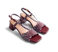 Gioseppo BORONGAN - Sandalias Bicolor Trenzadas a Mano de Piel para Mujer, Tacón Tipo Bloque de 4,5 cm, Correa Ajustable en el Tobillo, Planta Acolchada, Color Azul, Talla 38