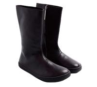 GIOSEPPO Bota Barefoot mujer en color Chocolate con caña alta de piel, cierre cremallera lateral, suela muy flexible y plantilla textil extraíble. Puntera ancha para una pisa natural. Drop 0