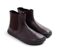 GIOSEPPO Bota Barefoot mujer estilo chelsea con elásticos laterales en piel color Chocolate con suela flexible TPR y plantilla textil extraíble. Puntera ancha para una pisa natural.