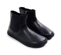 GIOSEPPO Bota Barefoot mujer estilo chelsea con elásticos laterales en piel color Negro con suela flexible TPR y plantilla textil extraíble. Puntera ancha para una pisa natural.