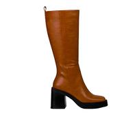 GIOSEPPO Bota Color Cuero Alta Lisa de Punta Cuadrada con Plataforma Gruesa y tacón Ancho para Mujer goeblange