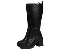 GIOSEPPO Bota Negra Alta Lisa de Punta Cuadrada con Plataforma Gruesa y tacón Ancho para Mujer goeblange