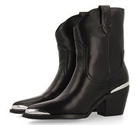 GIOSEPPO Botín Estilo Cowboy Negro con Detalle de Metal en Punta y talón para Mujer Roslyn