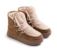 GIOSEPPO Botín mujer de piel serraje estilo australianas con pelo y plataforma de 3,5 cm en color Cuero. Cuentan con forro interior de pelo y plantilla acolchada de pelo. Suela flexible y ligera.