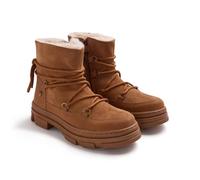 GIOSEPPO Botín para niñas unisex estilo australianas en piel serraje color Cuero con forro de pelo y plantilla acolchada y piso flexible.