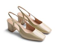 GIOSEPPO CABUYAO - Zapatos de Tacón Estilo Salones Destalonados para Mujer, Acabado en Efecto Charol con Detalle de Lazo, Color Beige, Talla 36
