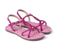 GIOSEPPO CACINCI - Sandalias de Piel Metalizada con Trenzado y Grabado de Cocodrilo, Correa en T con Hebilla, Suela Flexible de TPR, Color Fuxia, Talla 36