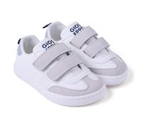 Gioseppo CANLAON - Zapatillas para Niño con Acentos de Color y Calado Lateral, Cierre Ajustable, Suela Flexible de Caucho, Puntera Amplia, Corte de Poliuretano, Color Gris, Talla 32