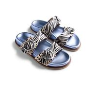 GIOSEPPO CARNEY - Sandalias de Piel Tipo Pelo con Estampado Animal para Mujer, Confort y Estilo, Hebillas y Planta Tipo Bio con Forro Metalizado, Color Azul, Talla 40