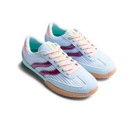 Gioseppo CHAKE - Zapatillas Deportivas de Piel Serraje con Rejilla Superpuesta, Acentos de Color, Plantilla Acolchada Extraíble, Suela de Caucho Flexible, Plataforma de 2 cm, Color Azul, Talla 40