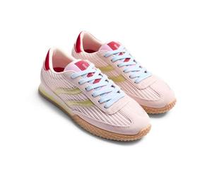 Gioseppo CHAKE - Zapatillas Deportivas de Piel Serraje con Rejilla Superpuesta, Acentos de Color, Plantilla Acolchada Extraíble, Suela de Caucho Flexible, Plataforma de 2 cm, Color Rosa, Talla 35