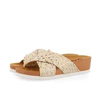 GIOSEPPO Chanclas Estilo Bio con Tiras en Rafia y Plata para Mujer bandrele