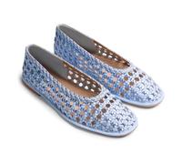 Gioseppo EMBEYA - Bailarinas de Piel con Trenzado Artesanal y Acabado Metalizado, Punta Redondeada, Correa de Tobillo, Planta Acolchada y Suela de Caucho Flexible, Color Azul, Talla 38