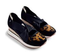 Gioseppo GAPAN - Zapatillas Abiertas con Piel Serraje y Cuña Forrada Estilo Yute, Detalle Metalizado en Talón, Planta Acolchada, Altura Cuña 5,5 cm, Estampado de Leopardo, Talla 38