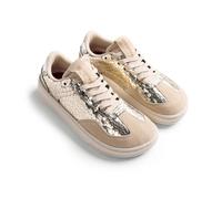 Gioseppo GLYNDON - Zapatillas de Piel y Craquelado Metalizado para Mujer, Ajuste con Cordones, Suela Flexible de Caucho, Plantilla de Transición, Color Oro, Talla 36