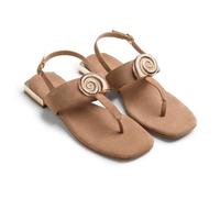 GIOSEPPO HARRINGTON - Sandalias Mules Metalizadas con Detalles Florales y Tacón Metalizado para Mujer, Confort y Estilo Sofisticado, Color Cuero, Talla 35