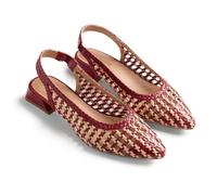 GIOSEPPO HOUNSLOW - Zapatos de Tacón Estilo Salones Destalonados de Piel Trenzada a Mano, Punta Afilada, Tacón Tipo Bloque Metalizado, Elástico en el Tobillo, Color Rojo, Talla 37