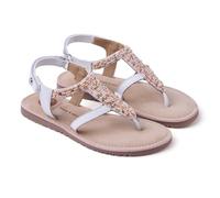 GIOSEPPO INYA - Sandalias Estilo Griegas con Cuentas y Abalorios para Niña, Diseño Confortable y Ajuste Personalizado, Color Blanco, Talla 39