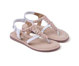 Gioseppo INYA - Sandalias Estilo Griegas con Cuentas y Abalorios para Niña, Diseño Confortable y Ajuste Personalizado, Color Blanco, Talla 33