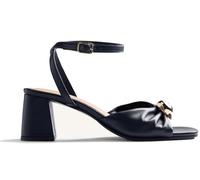 GIOSEPPO KABARNET - Sandalias de Piel con Detalle de Joya, Tacón de Bloque de 6 cm, Tiras de Sujeción, Correa Ajustable, Puntera Cuadrada, Color Negro, Talla 35