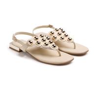 Gioseppo KADUNA - Sandalias Planas Tipo Griegas de Piel con Detalle de Tachas y Cierres Ajustables, Suela de Caucho Flexible, Color Off-White, Talla 37