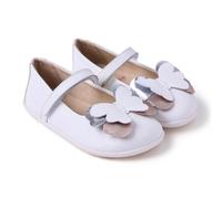 Gioseppo KILGORIS - Bailarinas de Piel con Detalle de Mariposa para Bebé, Cierre Ajustable, Suela Flexible de TPR, Puntera Amplia, Corte de Piel, Color Blanco, Talla 30