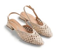 Gioseppo KIPILI - Sandalias de Tacón Estilo Salones Destalonados de Piel Trenzada para Mujer, Cierre Ajustable en Tobillo y Planta Acolchada, Tacón Tipo Bloque, Color Off-White, Talla 38