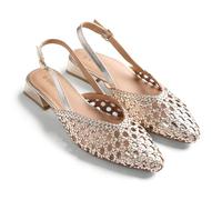 Gioseppo KIPILI - Sandalias de Tacón Estilo Salones Destalonados de Piel Trenzada para Mujer, Cierre Ajustable en Tobillo y Planta Acolchada, Tacón Tipo Bloque, Color Platino, Talla 38