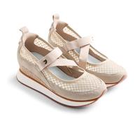 Gioseppo KIVIK Zapatillas Abiertas con Piel Serraje, Rejilla y Cuña Forrada, Cierre Ajustable, Planta Acolchada, Suela Flexible de Caucho, Certificación Global Recycled Standard, Color Beige, Talla 41