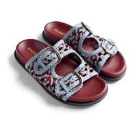 Gioseppo KONGWA - Sandalias de Piel Trenzada Bicolor para Mujer, Cierre Ajustable y Planta Tipo Bio, Confort Ergonómico, Suela Ligera, Color Azul, Talla 39