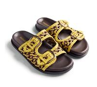 GIOSEPPO KONGWA - Sandalias de Piel Trenzada Bicolor para Mujer, Cierre Ajustable y Planta Tipo Bio, Confort Ergonómico, Suela Ligera, Color Amarillo, Talla 37