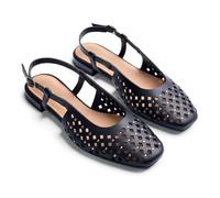 GIOSEPPO KYAKA - Mules de Piel Calada con Tachas para Mujer, Punta Cuadrada, Tacón Metalizado, Suela Flexible de TPR, Planta Acolchada, Color Negro, Talla 35