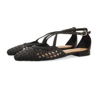 GIOSEPPO LESKOVIC - Bailarinas de piel con punta fina para Mujer, Piel con Trenzados, Cierre Ajustable al Tobillo, Color Negro, 37 EU