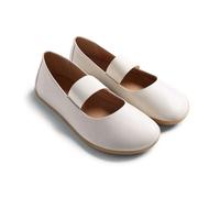 GIOSEPPO MALAKISI - Bailarinas de Piel para Mujer, Diseño Minimalista, Suela Flexible de TPR, Puntera Amplia, Color Off-White, Talla 36