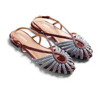 Gioseppo MASALANI - Sandalias Cangrejeras de Piel Trenzada para Mujer con Cierre Ajustable en el Tobillo, Planta Acolchada y Suela Flexible, Punta Ovalada, Color Azul, Talla 38