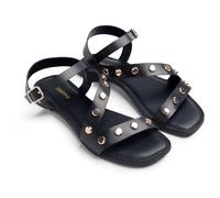 Gioseppo MASENO - Sandalias Planas de Piel con Detalle de Tachas y Cierre Ajustable, Diseño Elegante y Cómodo, con Piel Natural, Color Negro, Talla 41