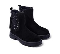 GIOSEPPO, Modelo SARTELL,Botas tipo chelsea de piel serraje con estrellas metalizadas y adorno de borlas. Suela tipo track 3cm. Plantilla acolchada, elástico en el lateral y cierre cremallera.