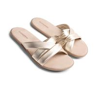 Gioseppo MTITO - Sandalias Planas de Piel con Tiras para Mujer, Plantilla de Transición para Barefoot, Con Talón Abierto y Diseño Minimalista, Color Platino, Talla 40