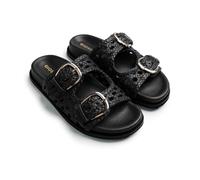 Gioseppo OGUNQUIT - Sandalias de Piel Trenzada para Mujer, Cierre Ajustable y Planta Tipo Bio, Estilo Natural y Cómodo, Suela Ligera EVA, Color Negro, Talla 38